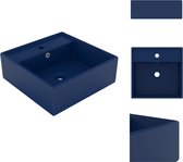 vidaXL Vierkante Wastafel - Keramiek - 410x410x150mm - Mat Donkerblauw - Wastafel