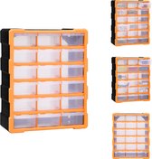 vidaXL Gereedschapsorganiser - 18 medium lades - Slagvast kunststof - Transparante lades - Wandmontage mogelijk - 38 x 16 x 47 cm (L x B x H) - Oranje en zwart - vidaXL - Gereedschapskoffer
