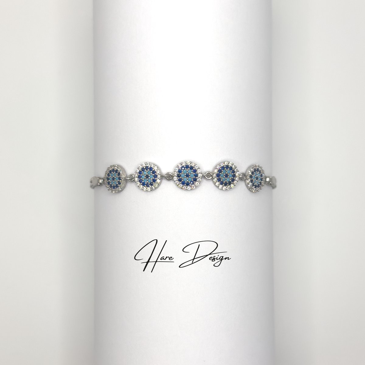 Hare Design Evil Eye Dainty Armband - 925 Sterling Zilveren Armbanden voor vrouwen - Dagelijkse Armband - Cadeau voor Vrouw - Mooie Geschenkverpakking - Cadeau voor Valentijn
