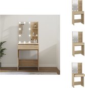 vidaXL Coiffeuse Chêne Sonoma - 60 x 40 x 140 cm - Siècle des Lumières LED - Matériau durable - Espace de rangement suffisant - Meubles de salle de bain