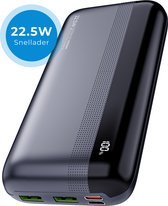 Voomy Powerbank 20.000 mAh - 22.5W Snellader - PD+QC USB C & USB A - Batterij Display - Geschikt voor iPhone 10, 11, 12, 13, 14, 15 & Samsung S20, S21, S22, S23, S24 - Zwart