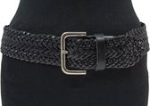 Thimbly Belts Ceinture tressée pour femme noir - ceinture pour femme - 6 cm de large - Zwart - Cuir véritable - Tour de taille : 95 cm - Longueur totale de la ceinture : 110 cm