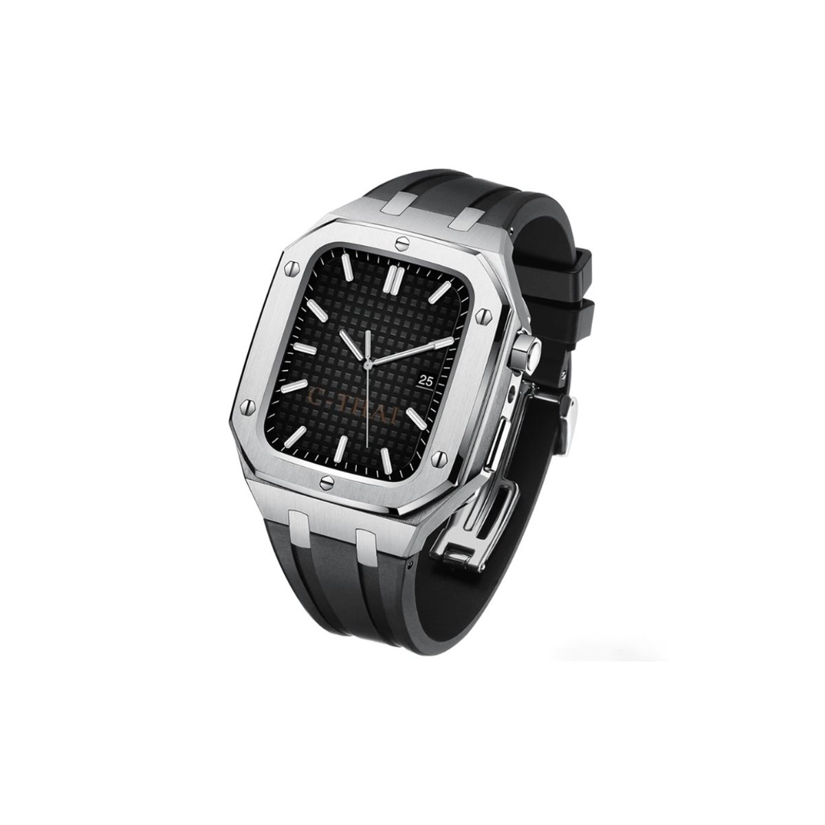 Luxe Apple Watch zilver Case - zwart 44mm