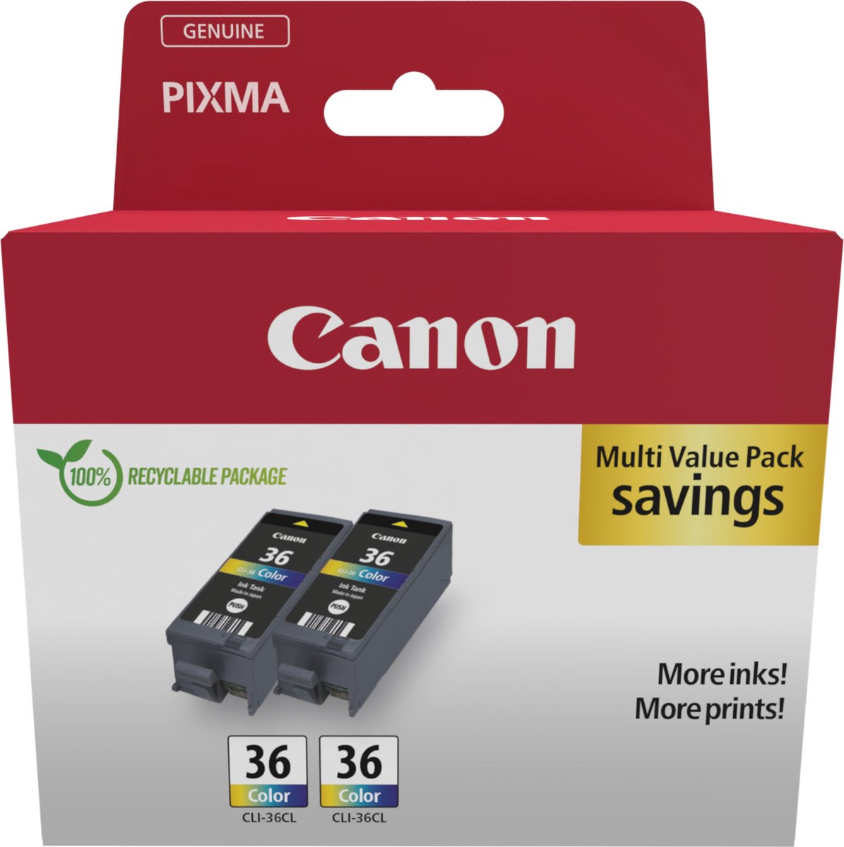 Canon 1511B025 inktcartridge, 2 stuks, origineel, zwart, cyaan, magenta, geel