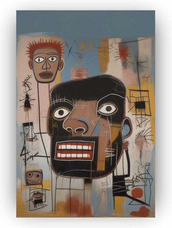 Basquiat man - Basquiat - Mensen - Street art - Decoratie muur binnen - Poster man - Schilderijen abstract - 80 x 120 cm