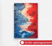 schilderij rood - aluminium schilderij - abstracte kunst - schilderij staand - schilderij blauw - yin yang schilderij - 100 x 150 cm 3mm