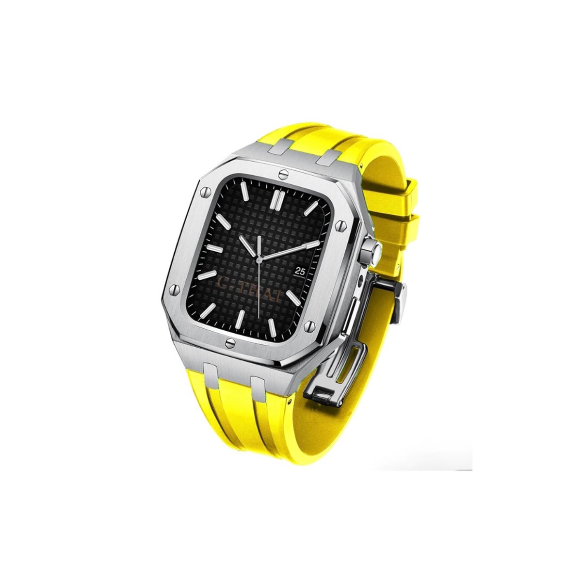 Luxe Apple Watch zilver Case - geel 45mm