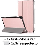 Smart Cover Book Case Hoes Geschikt Voor Lenovo Tab P10 10.1 Inch (2019) Tri-Fold Multi-Stand Flip Sleeve - Rosegoud