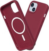 Geschikt voor Rhinoshield Apple iPhone 15 Solidsuit Geschikt voor Mag Hoesje - Bordeaux Red