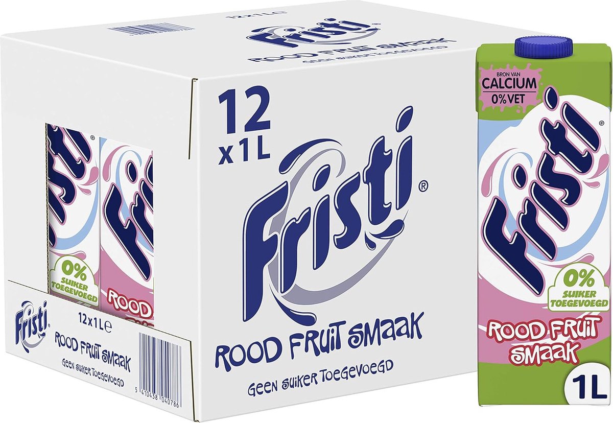 Fristi rood fruitsmaak - 0% suiker - houdbaar - 12 x 1 l - voordeelverpakking