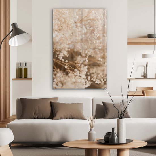 MuchoWow® Peinture sur Verre - Herbe de la Pampa - Plante - Nature - 80x120 cm - Peintures sur Verre Acrylique - Photo sur Glas