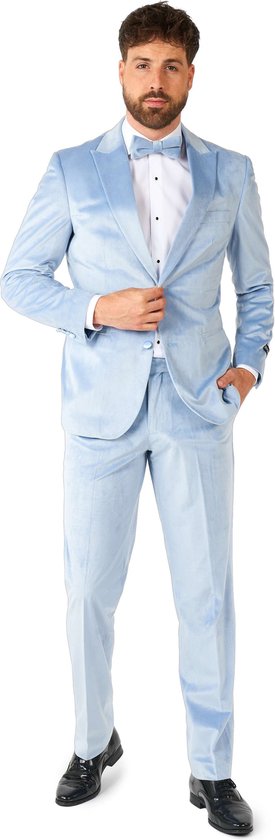 OppoSuits Blue Velvet Tuxedo - Heren Tuxedo Smoking met Vlinderdas - Chique - Blauw - Maat: EU 48
