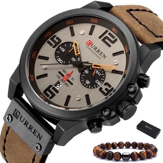 Curren - Horloge Heren - Cadeau voor Man - Horloges voor Mannen - 47 mm - Bruin