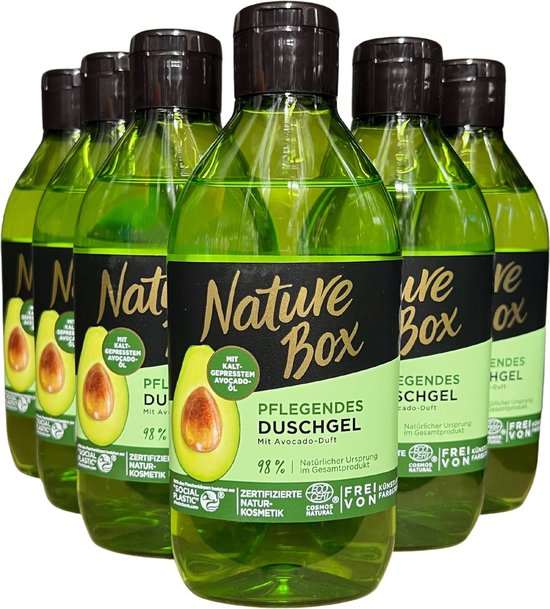 Nature Box Avocado Vegan Douchegel 6 x 250 ml - Grootverpakking