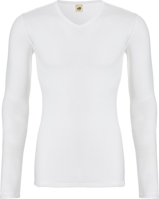 chemise thermique col v manches longues blanc neige pour homme | Taille S