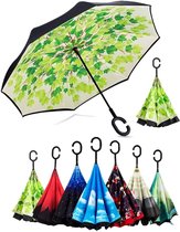 Omgekeerde Paraplu Handmatig Openen Dubbellaags Paraplu Creatieve Flip C-Vormige Handvat Handsfree Compacte Paraplu Vrouw Omgekeerd