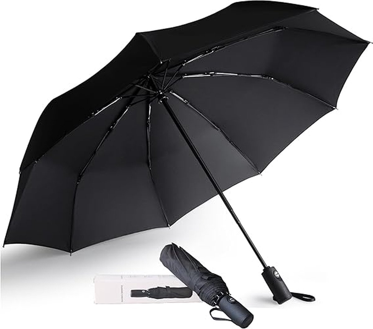 Paraplu, stormbestendig, zakparaplu, automatisch open- en sluitmechanisme, voor op reis, winddicht
