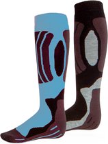 Rucanor Svindal Skisokken - 2-pack - Voor Mannen en Vrouwen - Zwart/Lichtblauw - Maat 43-46