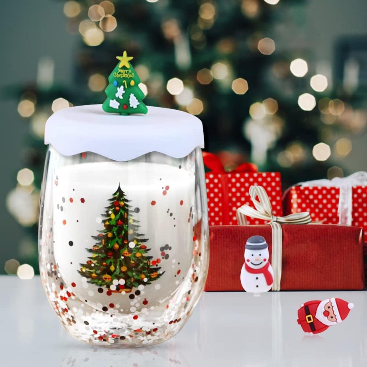 Kerstbeker, koffie, theeglazen, drinkglazen, koffieglas, dubbelwandig, geïsoleerd