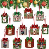 24 Stuks Houten Kerstfoto's Ornamenten Kerstfamilie Foto's Kleine Foto Kerst Ornamenten Opknoping Kerstboom Frame Mini Frames Doos voor Home Decor Vakantie Cadeau (Vibrant)