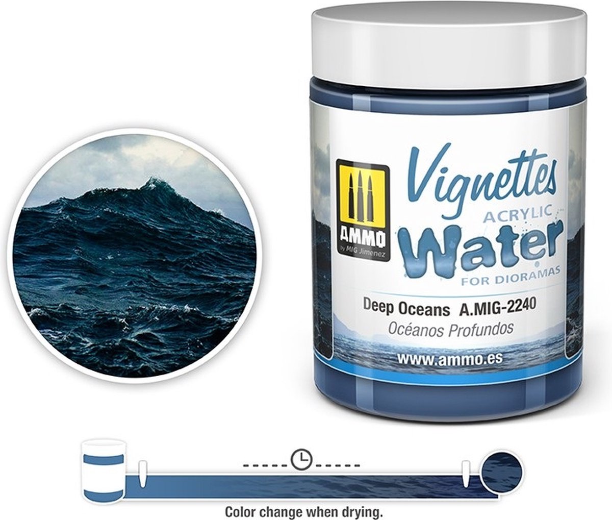 AMMO by Mig Jimenez Modelbouwdecoratie - MIG 2240 Deep Oceans - Vignettes Acrylic Texture - 100ml Effecten potje