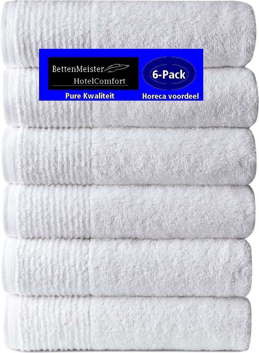 6 Pack Handdoeken wellness (6 Stuks) 450g.p/m2 100% katoen wit 50x100cm - set van 6 stuks