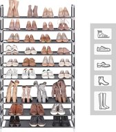 LSR10H Schoenenrek met 10 niveaus, voor maximaal 50 paar schoenen, voor woonkamer, kleedkamer en hal, vliesstof, 100 x 29 x 175 cm, zwart