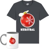 Kerstbal - Foute kersttrui kerstcadeau - Dames / Heren / Unisex Kleding - Grappige Kerst Outfit - T-Shirt met mok - Unisex - Mouse Grijs - Maat 4XL