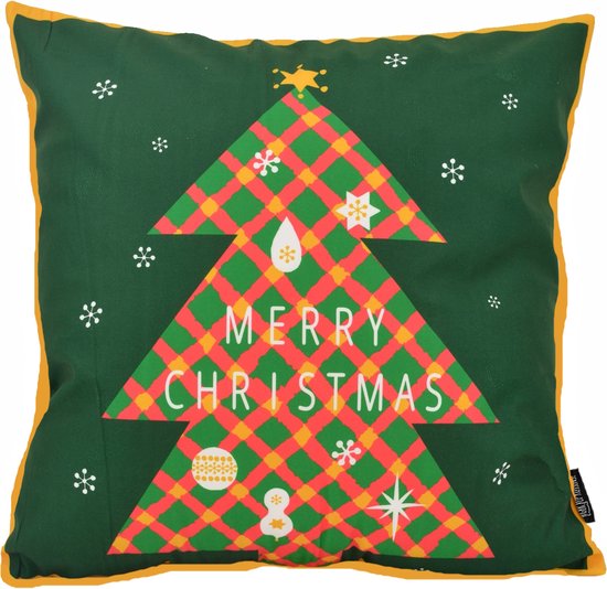 Housse de coussin couleur sapin de Noël | Coton / Polyester | 45 x 45 cm