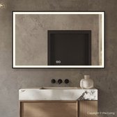 Badkamerspiegel Met Verlichting - Anti Condens Verwarming - LED - Zwarte Rand - Zwart Frame - 120 x 75 cm
