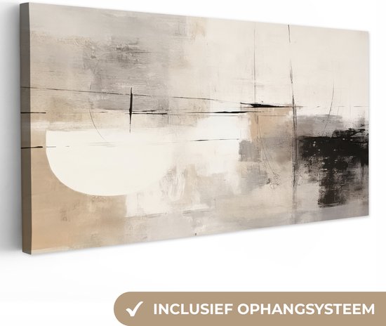 Canvas schilderij abstract 160x80 cm - Abstracte moderne wandkunst - Huis decoratie woonkamer modern - Keuken muur schilderijen - Wanddecoratie accessoires - Kamer interieur decoraties industrieel - Wanddoek grijs - Wall decoration