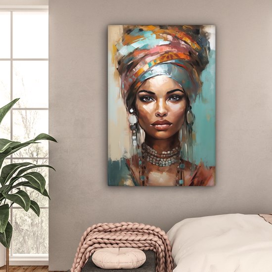 Tableau toile femme 90x140 cm - Décoration chambre adultes - Art moderne - Décoration murale toile toile abstraite - Toile murale cuisine - Photo sur toile - Tableau cuisine décoration maison - Décoration chambre abstraite - Hotel chic