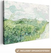 Canvas schilderij 150x100 cm - Wanddecoratie Van Gogh - Kunst - Oude meesters - Veld met groen koren - Muurdecoratie woonkamer - Slaapkamer decoratie - Kamer accessoires - Schilderijen