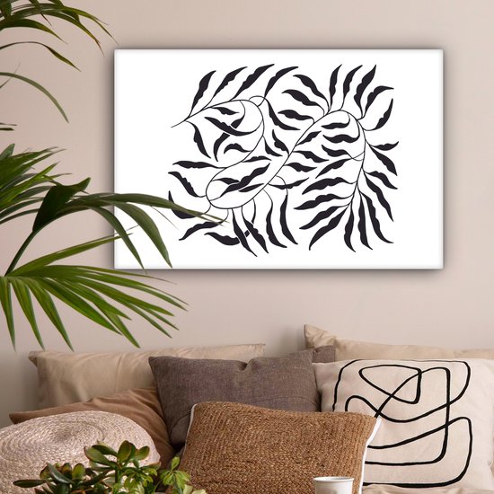 Peinture sur toile 150x100 cm - Décoration murale Feuilles - Plantes - Bohème - Wit - Abstrait - Décoration murale salon - Décoration chambre moderne - Tableaux abstraits