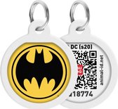 WAUDOG Batman Logo QR Pet Tag / Dog Tag - Acier inoxydable - 25 mm - Jaune- Zwart - Application gratuite