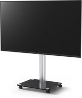 Spectral QX203-BG-AL | tv-statief verrijdbaar, tv-standaard draaibaar | aluminium buis, voetplaat in zwart glas | geschikt voor 32" - 55” inch televisies