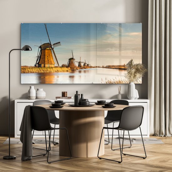 Peinture sur Verre - Moulin à Vent - Holland - Paysage - 160x80 cm - Peintures sur Verre Peintures - Photo sur Glas
