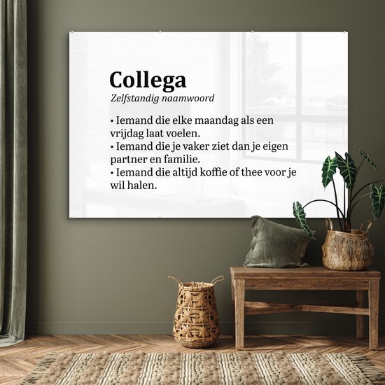 MuchoWow® Peinture sur verre 150x100 cm - Peinture sur verre acrylique - « Collègue » - Dictons - Citations - Photo sur verre - Peintures