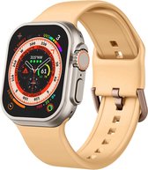 Siliconen bandje - geschikt voor Apple Watch series 1/2/3/4/5/6/7/8/9/SE/SE 2/Ultra/Ultra 2 met case size 42 mm / 44 mm / 45 mm / 49 mm - Okergeel