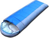 Slaapzak - Mummieslaapzak - Dekenmodel - Met een draagtas - Kamperen - 215x75 cm - Blauw/grijs