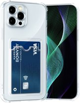 Anti Shock doorzichtig siliconen schokproef backcover met Pashouder - telefoonhoesje met vakje voor pasje - Geschikt voor Samsung Galaxy A53 / A53 5G - Transparant