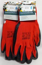 Werkhandschoenen - Heren / Dames - Oranje zwart/Rood Zwart - Goede Grip - Voordeel set 2 paar - Maat XL