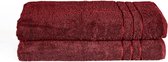 Set van 2 saunahanddoeken, 80 x 200 cm, 100% katoen, XXL-saunahanddoeken, saunahanddoek, zacht, groot, badstof, sneldrogend, Auroraro rood