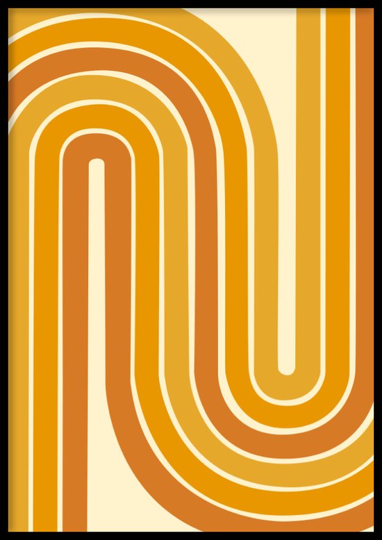 Poster Retro print orange lines - Abstracte poster - 30x40 cm - Exclusief lijst - WALLLL
