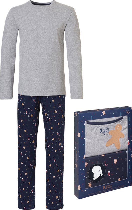 Happy Shorts Heren Kerst Pyjama Set Shirt + Pyjamabroek Giftbox - Maat L