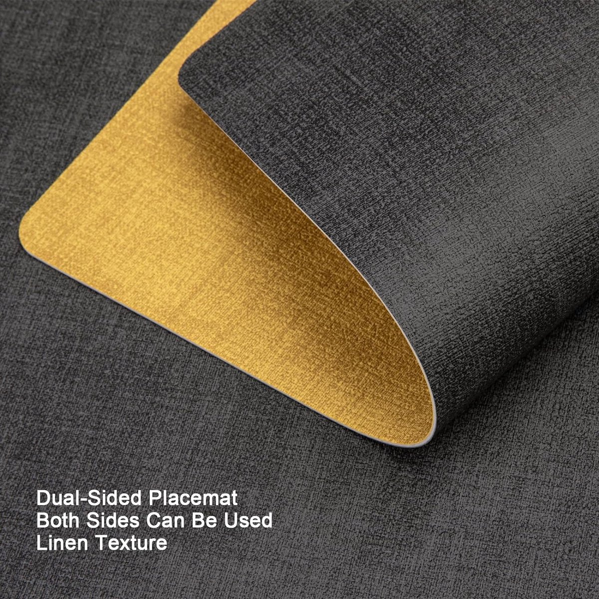 HELI MIAO Set van 6 placemats van imitatieleer, afwasbaar en waterdicht, placemats in lederlook met onderzetters, dubbelzijdig antislip (ovaal, groen lichtgrijs