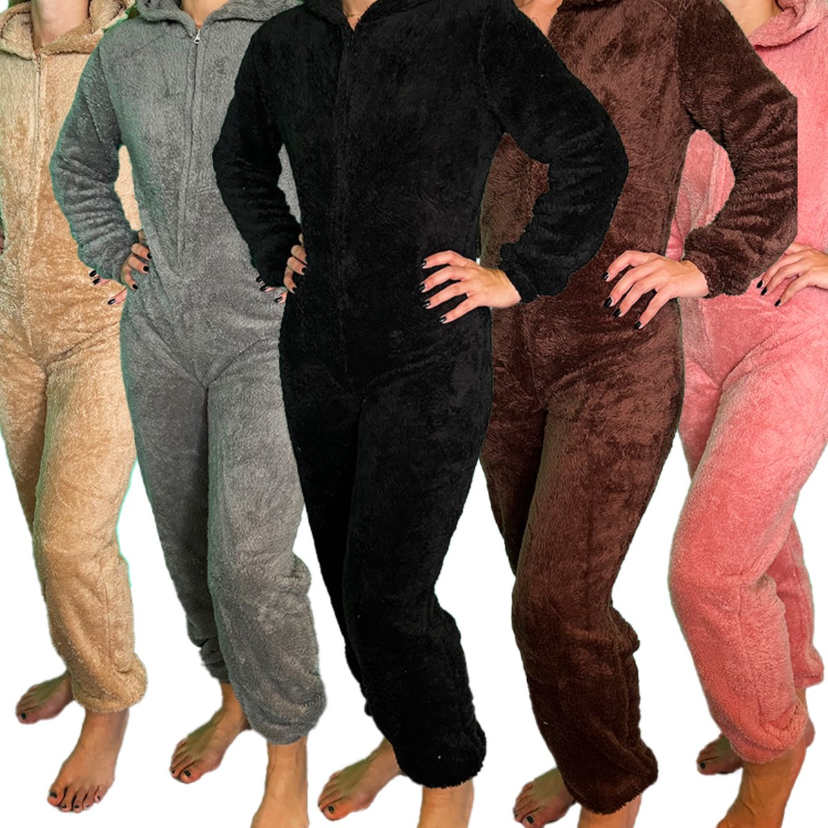Jumpsuit voor dames, grote maat, teddy fleece, eendelig, onesie, pluche, overall, lange pyjama, comfortabel huispak, wollig, zacht, warm, loungewear, overall, warm, grijs, XL Jumpsuit voor dames, grote maat, teddy fleece, eendelig, onesie, pluche, overall, lange pyjama, comfortabel huispak, wollig, zacht, warm, loungewear, overall, warm, grijs, XL