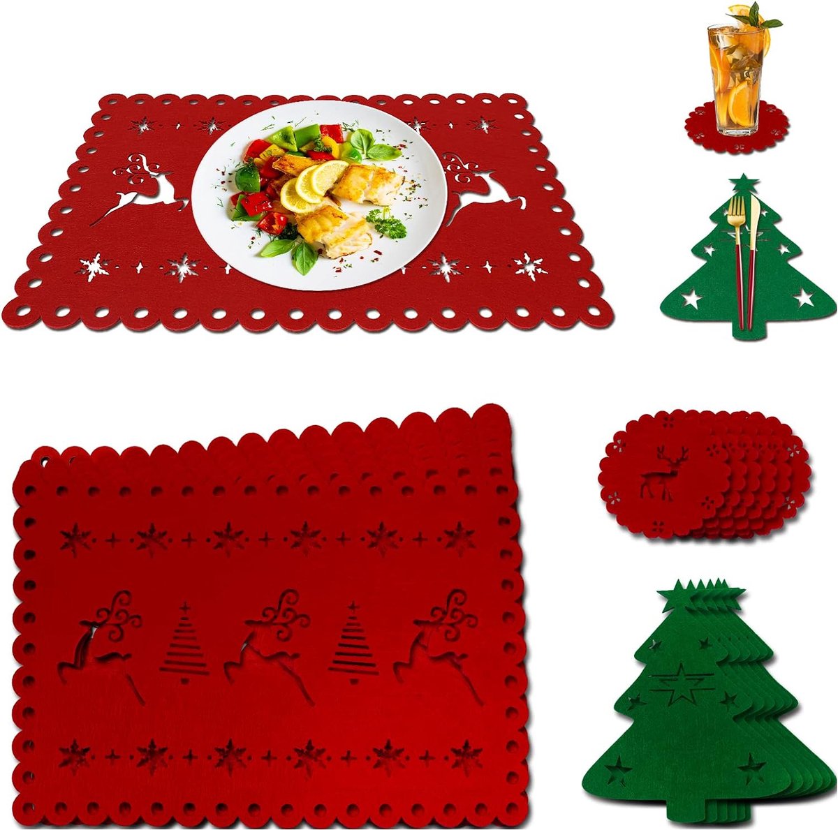Assiette en carton rouge x10 Joyeux Noël