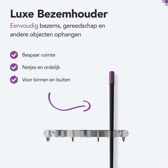 SODEAL Luxe Bezemhouder - Opbergsysteem - Bezem ophangsysteem - Ophanghaken - Tuingereedschap - Gereedschap opbergen - Grijs van SODEAL — afbeelding 4