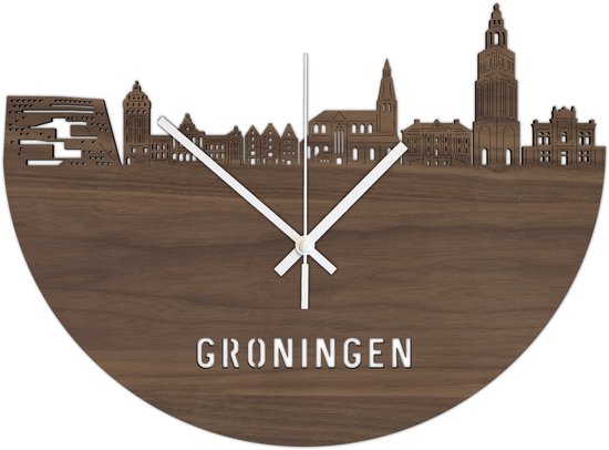 Skyline Klok Groningen Noten Hout Wanddecoratie Voor Aan De Muur City Shapes